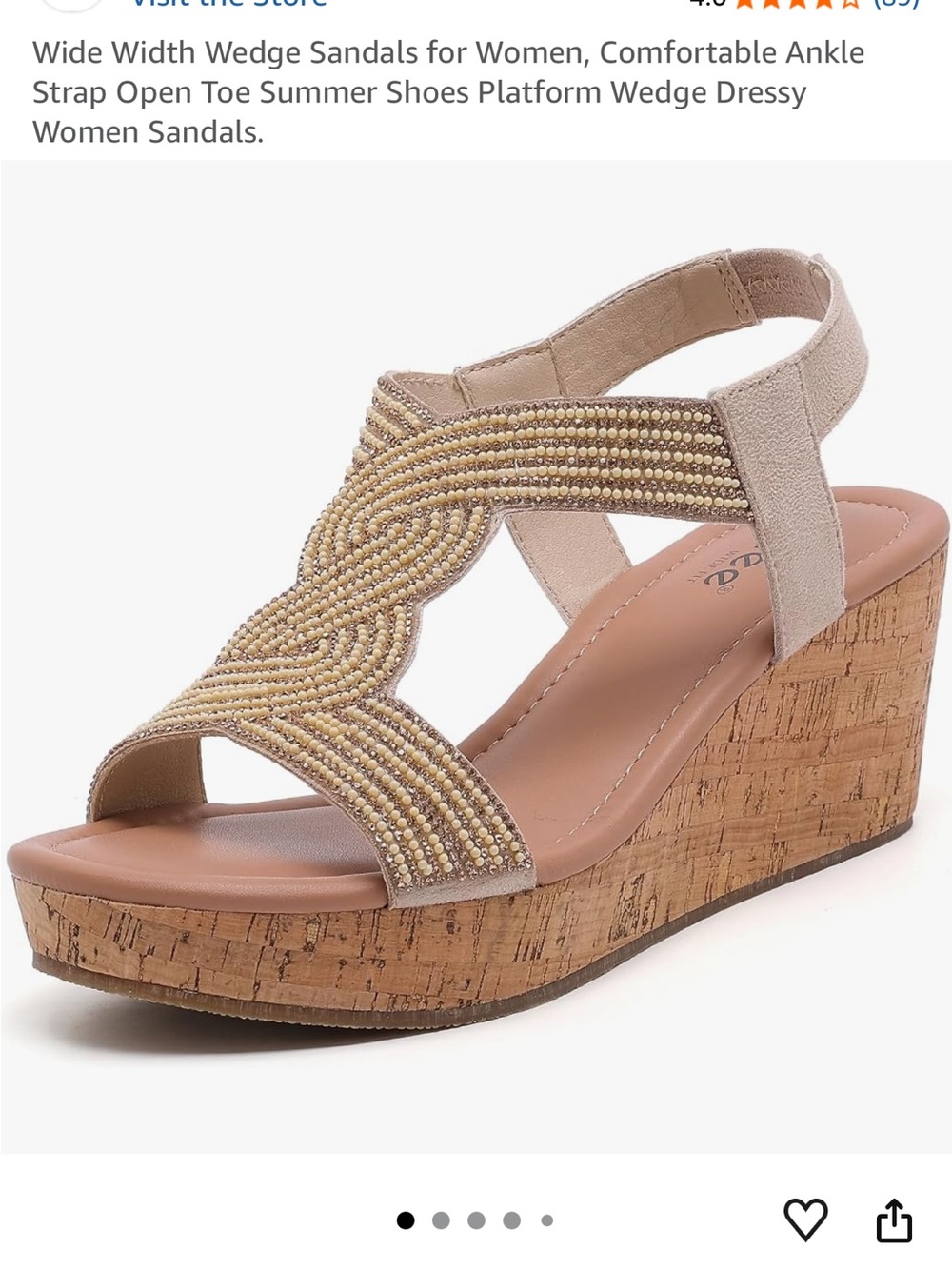 Ruizee Gold Beaded Women’s Wedge Sandals size 10 WIDE